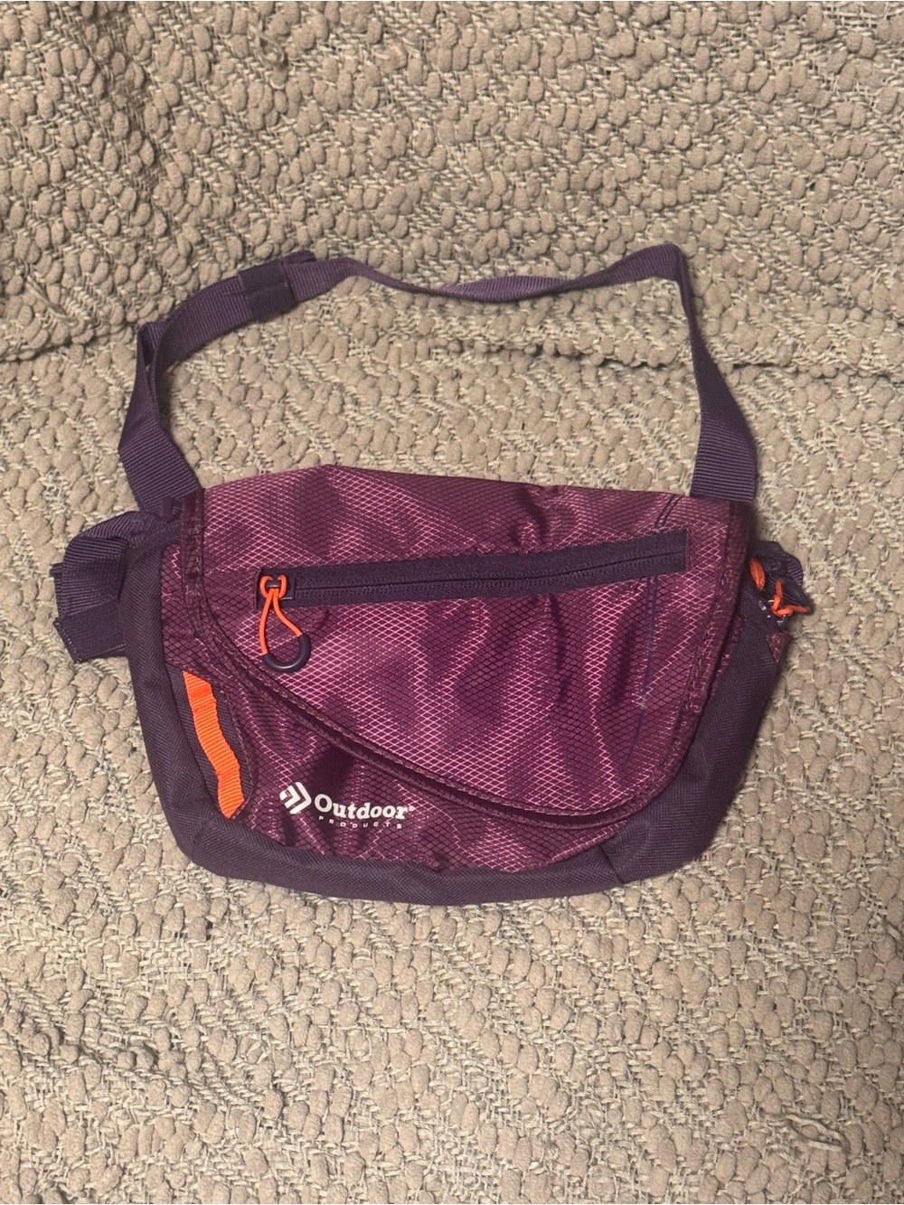Outdoor Purple Crossbody Bag with Orange Trim